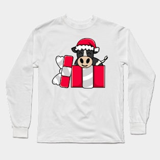 Cute Holstein Cow in Christmas Gift Long Sleeve T-Shirt